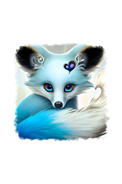 OEM Autocolant decorativ, vulpe, albastru, 55 cm