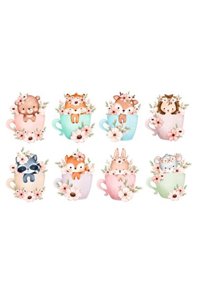 OEM Διακοσμητικό αυτοκόλλητο, Ζώα σε κούπα