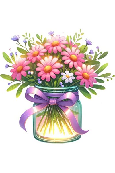 OEM Autocolant decorativ, borcan cu flori, roz