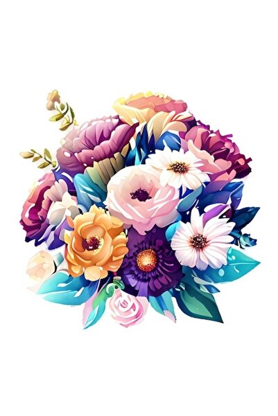 OEM Διακοσμητικό αυτοκόλλητο, μπουκέτο λουλουδιών, πολύχρωμο, 60 εκ.