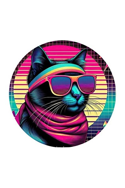 OEM Διακοσμητικό αυτοκόλλητο, Γάτα, Ρετρό, Πολύχρωμο