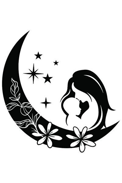 OEM Διακοσμητικό αυτοκόλλητο, Φεγγάρι, Μαύρο, 62 εκ.