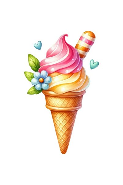 OEM Διακοσμητικό Αυτοκόλλητο, Παγωτό, Κίτρινο