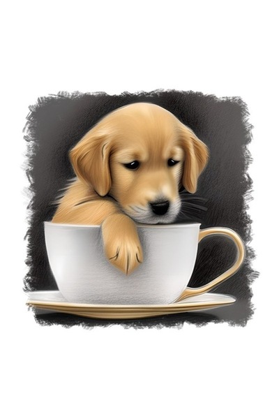 OEM Декоративен стикер, Кученце, Жълт, 55 см