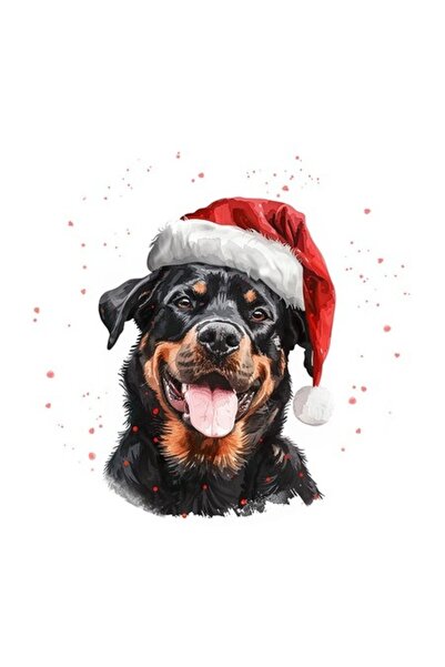 OEM Διακοσμητικό αυτοκόλλητο, Χριστούγεννα, Ροτβάιλερ, Πολύχρωμο