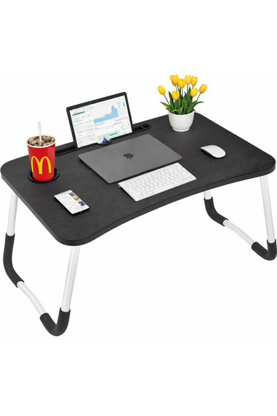 Tahwaz Portable Laptop Bed Desk Foldable Lap Desk with Storage Drawer, Cup Ho...