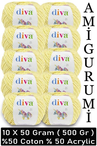 Diva İplik Divagurumi 1002 Light Yellow (Pack of 10) - 500 Gr - Amigurumi Yarn
