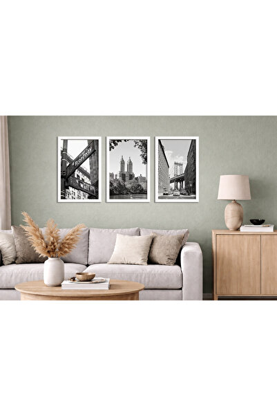 Aura Mia Store Set 3 Tablouri Moderne Minimaliste cu Ramă Albă – Decor Perete...