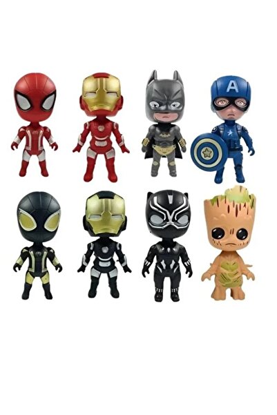Retoys Avengers 8'li Süper Kahramanlar Figür Serisi Groot İronman Batman Capt...