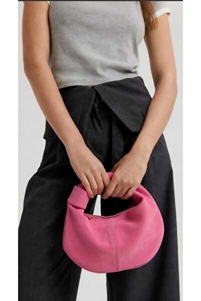 themoiss The Moiss Suede Women's Mini Size Pink Color Oval Shoulder Bag Bag