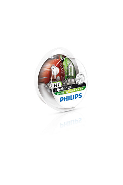 Philips Set de 2 becuri halogene pentru faruri auto Longlife EcoVision H7 55W...