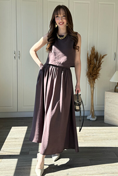 Dilay Gökoğlu Butik Σετ μπλούζας και φούστας από ύφασμα Tensel