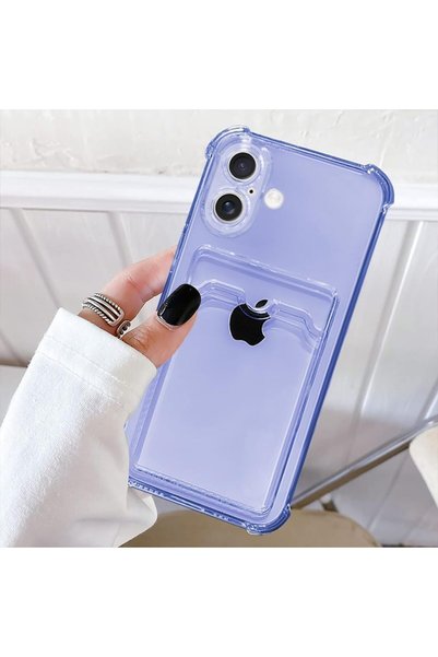 CAYK iPhone 17 Compatible Camera Protected Card Holder Corners with Airbag Design Anti-Impact Purple
