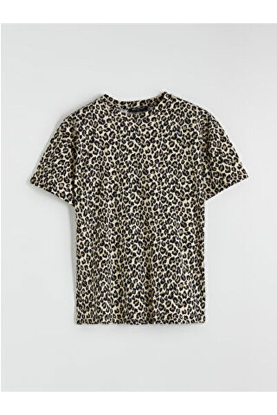LC Waikiki Γυναικείο T-Shirt M1 SEZON Brown Crew Neck σε συσκευασία Λεοπάρ μο...