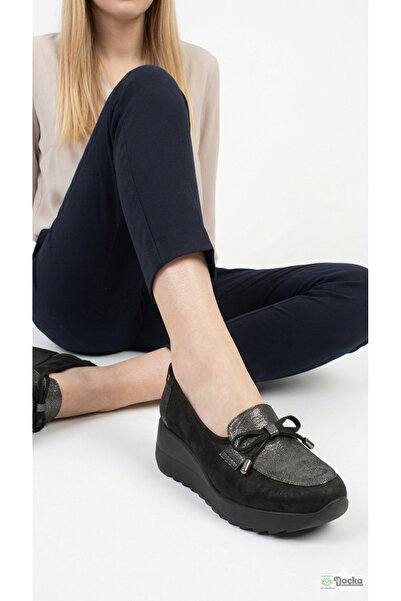 Mammamia Kadın Mevsimlik Ortopedik Hakiki Deri Klasik Tarz Şık Dolgu Topuk Ay...