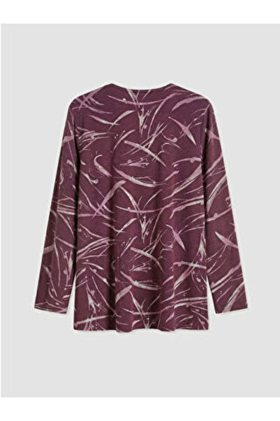 LC Waikiki M1 Sezon Plum Crew Neck Patterned Blouse