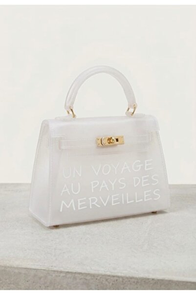 Esme Butik Şeffaf Yazılı El Çantası