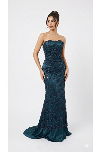 TOP BERLANTY Off-the-shoulder maxi evening dress with luxurious embroidery - ...