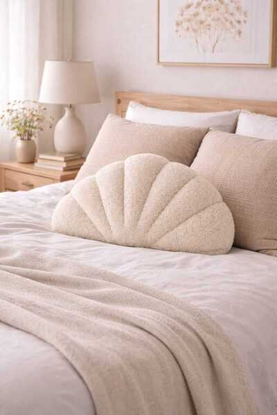 CHIZGY Welsoft Fleece Sea Shell Decorative Cushion Plush Cushion Accessory for Sofa and Bedroom
