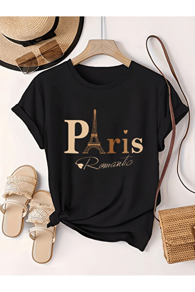 gencerco Παριζιάνικο Ρομαντικό Τυπωμένο Premium Oversize T-shirt