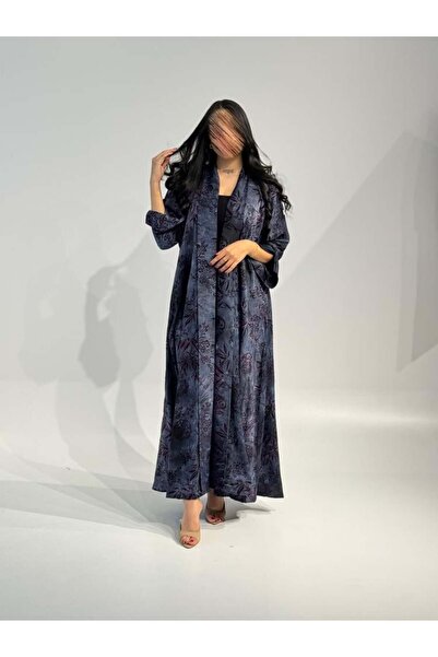 Tori Women's open abaya with a floral pattern, purple color – Lightweight and...