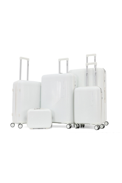 DILIXI طقم حقائب سفر من 5 قطع، مصنوع من مادة البولي بروبيلين خفيف ذات غلاف صل...