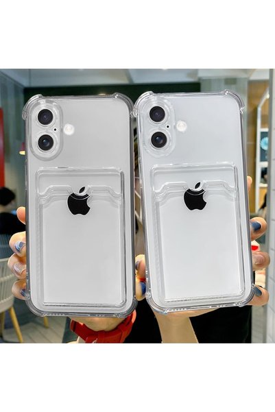 CAYK iPhone 17 Compatible Camera Protected Case with Card Holder Corners Airbag Design Anti-Impact Black