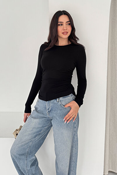 Noa&Noa material elastic detaliu încrețit Bluză – Maro Flex