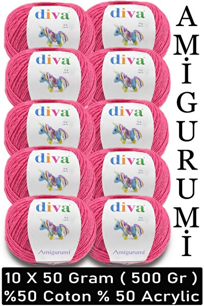 Diva İplik Divagurumi 2244 Fuchsia (Pack of 10) - 500 Gr - Amigurumi Yarn