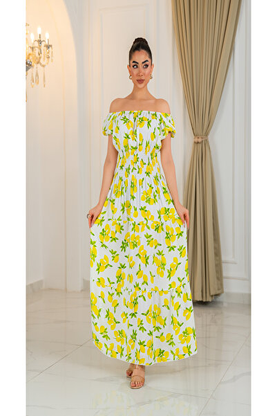 Fibula Fruit Pattern Standard Size Asymmetrical Neckline Fold-Over Dress Come...