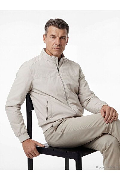 LC Waikiki Lcwaikiki Classic Beige Stand Collar Men's Jacket