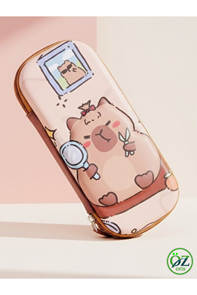 ÖZ OFİS Capybara 3D Kabartmalı Organizerli Kalem Kutusu - Çok Bölümlü - Çift ...