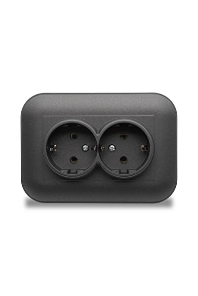 OEM Priza schuko dubla Ovivo Loft, clasica, IP20, neagra