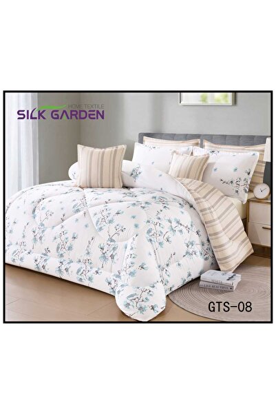 silk طقم مفرش نفرين صيفي مشجر ملكي 8 قطع مقاس اللحاف 220*240 سم