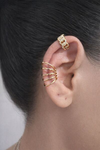 Zirkon Taşlı 2’li Çelik Kıkırdak Küpe Seti – Çoklu Ear Cuff Kadın Kulak Küpesi