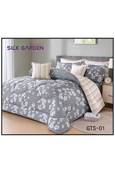 silk Summer royal floral pattern bed sheet set for single and twin sizes, 4 p...