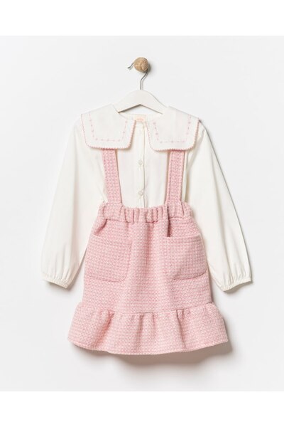 Lily and Co طقم قميص وردي اللون للفتيات مكون من قطعتين