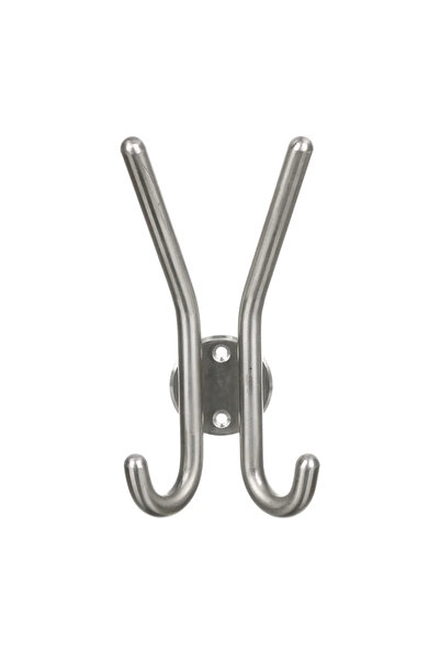 OEM Cuier perete, 2 agatatoare duble, metal, 15 cm, crom
