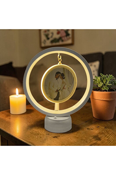 hediye Led Işıklı Yuvarlak Fotoğraf Çerçevesi Kişiye Özel Fotoğraf Baskılı Re...