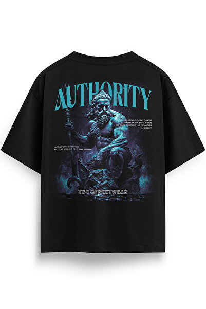 Poseidon Baskılı Oversize Heavyweight Streetwear T-shirt