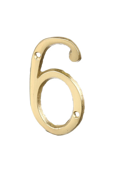 OEM Numar casa "6", pentru poarta/usa, cu insurubare, alama, 50 x 35 mm, anti...