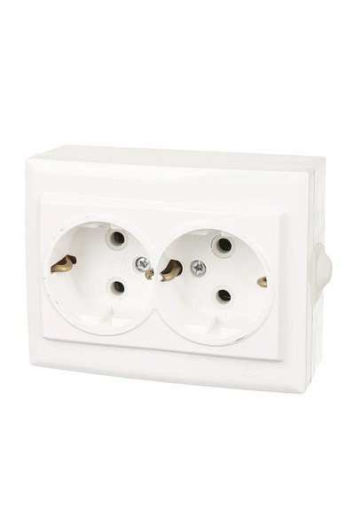 OEM Κομψή Διπλό πρίζα σούκο, επιτοίχια τοποθέτηση, εσωτερική, IP20, λευκή