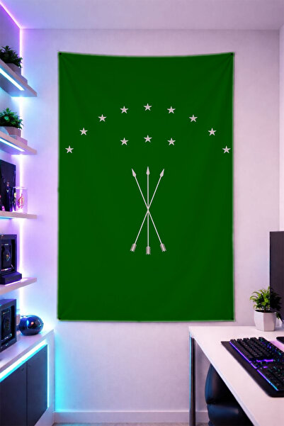 Reyhani Çerkez Bayragı-2 Wall Cloth Shiny Quality Fabric Room Decor Tapestry ...