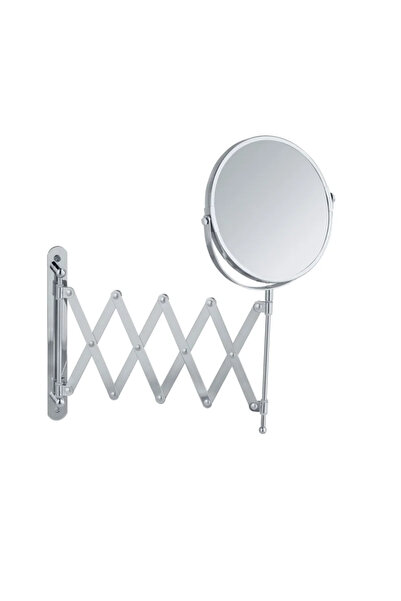OEM Oglinda baie cosmetica Wenko, brat telescopic, Ø 17 cm, argintiu