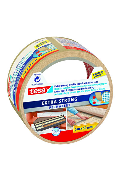 OEM Tesa Extra Strong double-sided adhesive tape, 50 mm x 5 m, beige