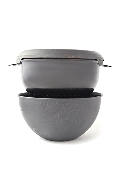 OEM Colander set with bowl and lid, plastic, black