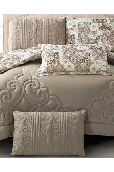 genric 6Pc Reversible Comforter Set 240x260cm Comforter with 2 Pillowshams 2 Pillowcases & Fitted Sheet