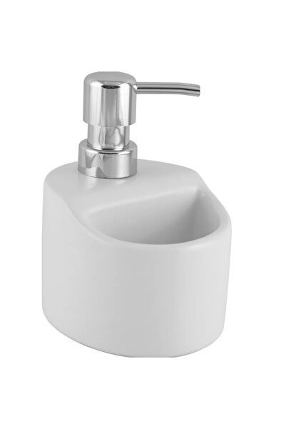 OEM Detergent dispenser with sponge holder, ceramic, 9.6 x 11.3 x 14 cm, white