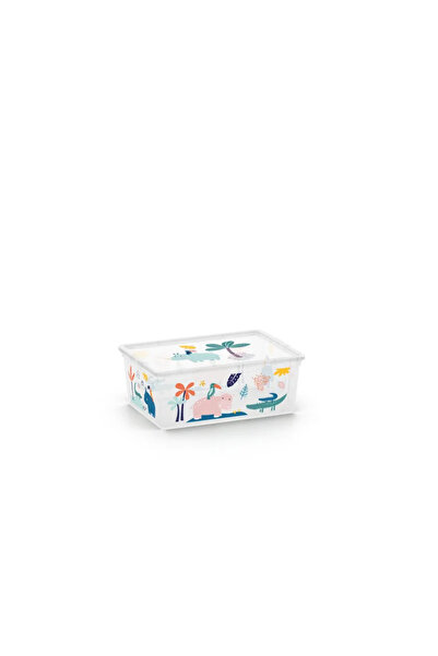 OEM C-Box storage box, animal decor, plastic, 37 x 26 x 15 cm, 11 L, with lid