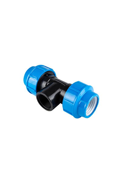 OEM Compression tee for HDPE pipe, internal thread, Ø 40 mm x 1', black/blue